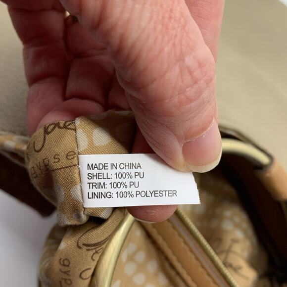 Elle & Jae Gypset Floral Detail Crossbody Purse Bag Brass Ring Handle Tan Beige - Picture 11 of 16
